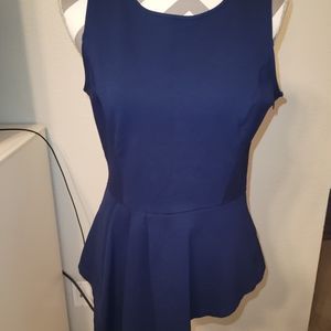 White House Black Market Navy Peplum Top